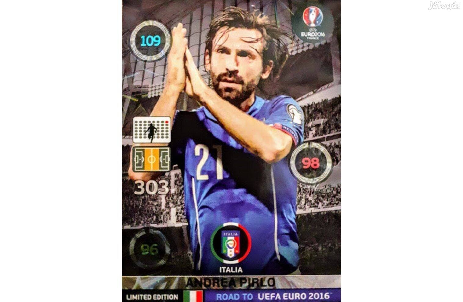 Andrea Pirlo Olaszország Limited focis kártya Panini Road to Euro 2016