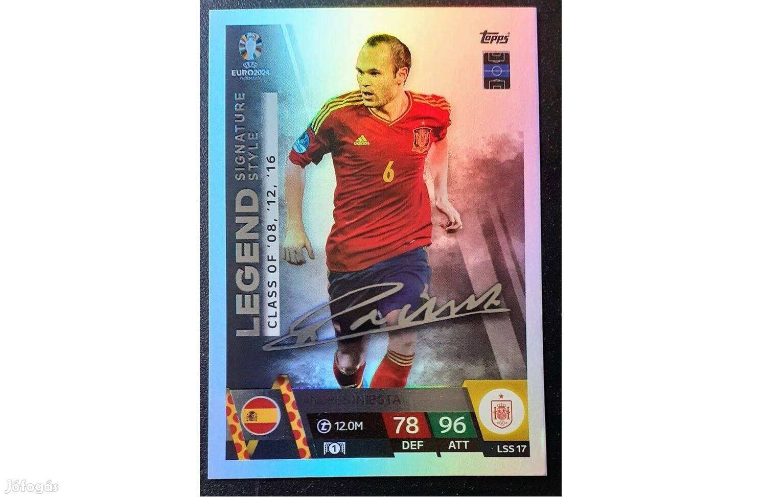 Andrés Iniesta Spanyolország Legend Signature Style focis kártya Euro