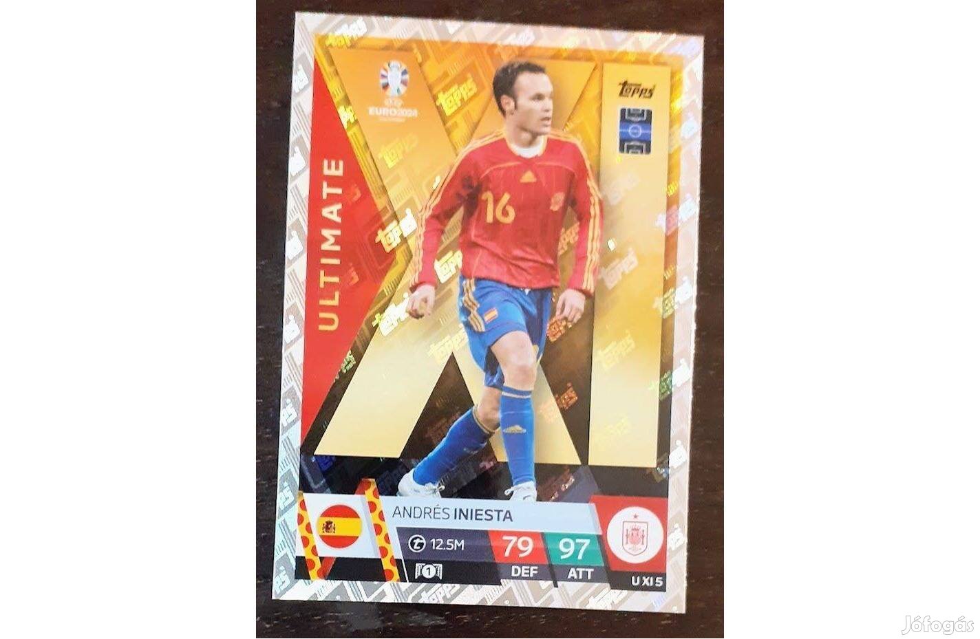 Andrés Iniesta Spanyolország Ultimate XI focis kártya Topps Euro 2024