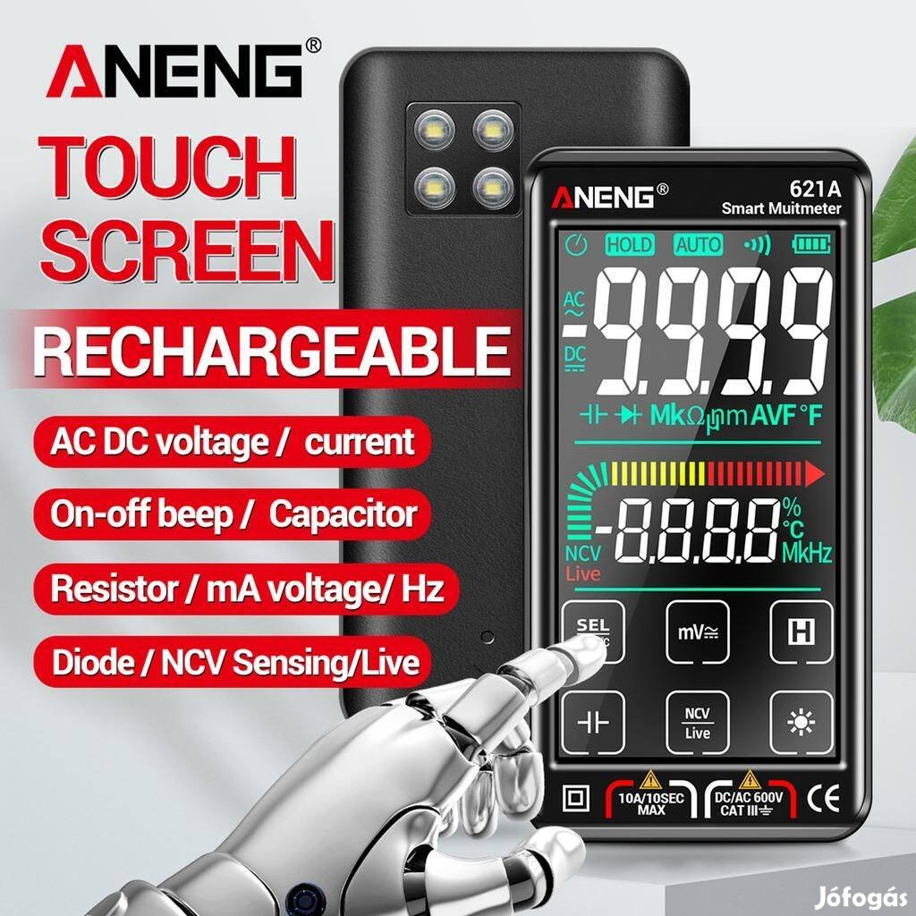 Aneng 621A digitális akkus színes érintőképernyős lipolimer multiméter