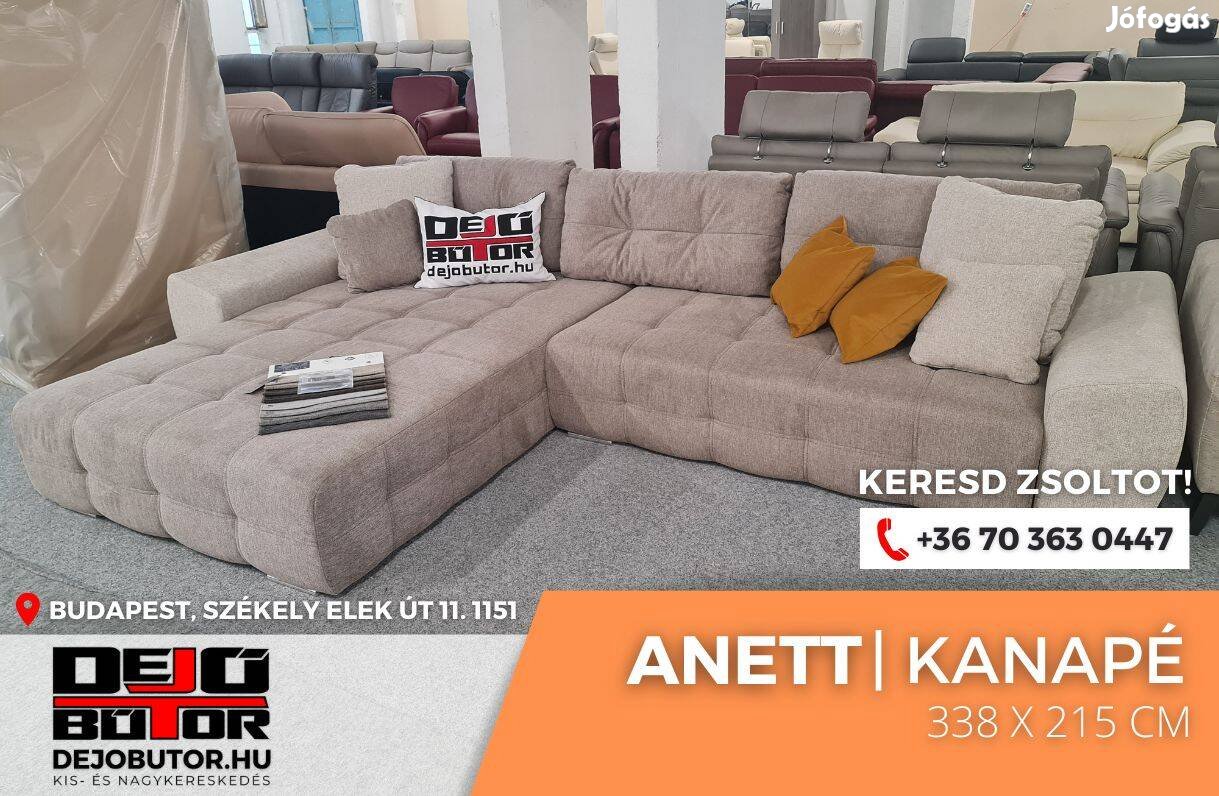 Anett XL sarok krém kanapé ülőgarnitúra 338x215 cm ágyazható bútor