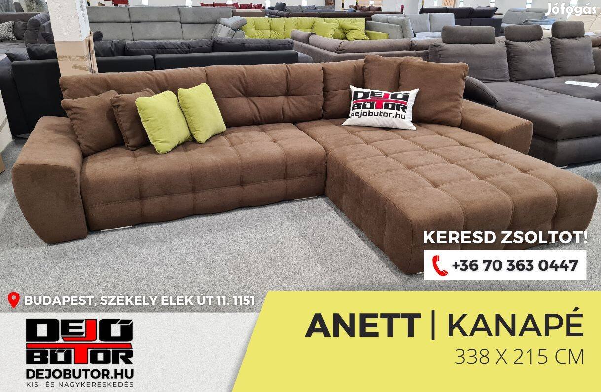 Anett sarok kanapé szivacsos ülőgarnitúra 338x215 cm balcsi 5 bronz