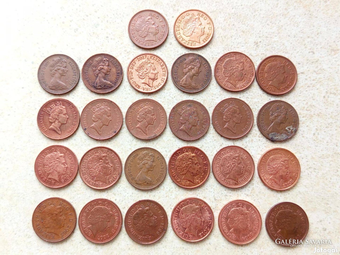 Anglia 26 db Különböző Érme 1 Penny 1971-2017