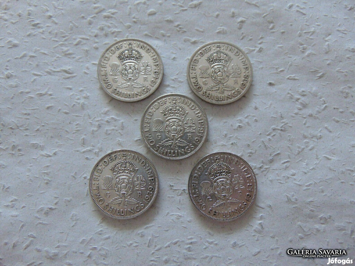 Anglia 5 darab ezüst 2 shilling LOT ! Kép szerinti állapotban