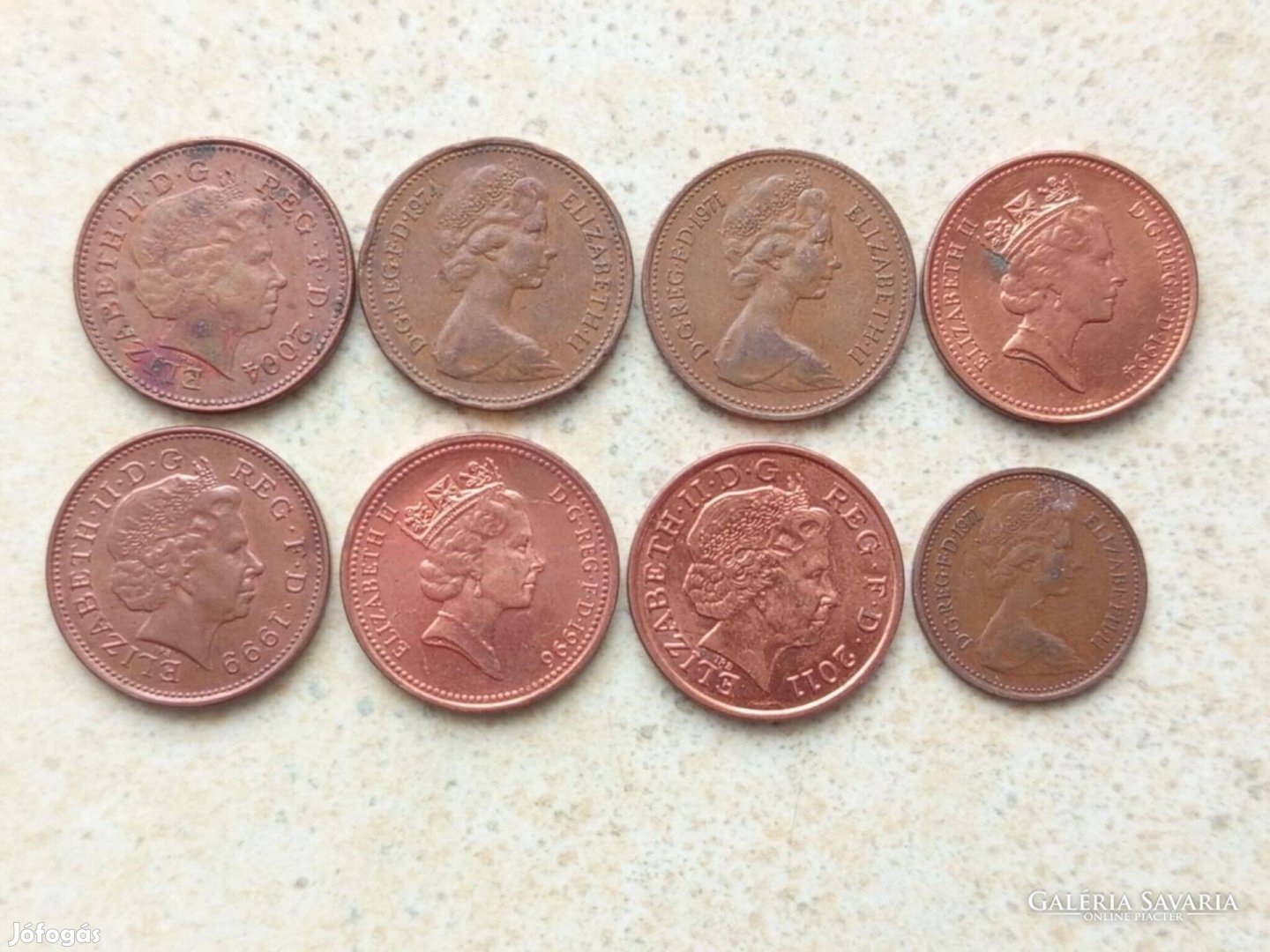 Anglia 8 db Különböző Érme 12 és 1 Penny 1971-2011