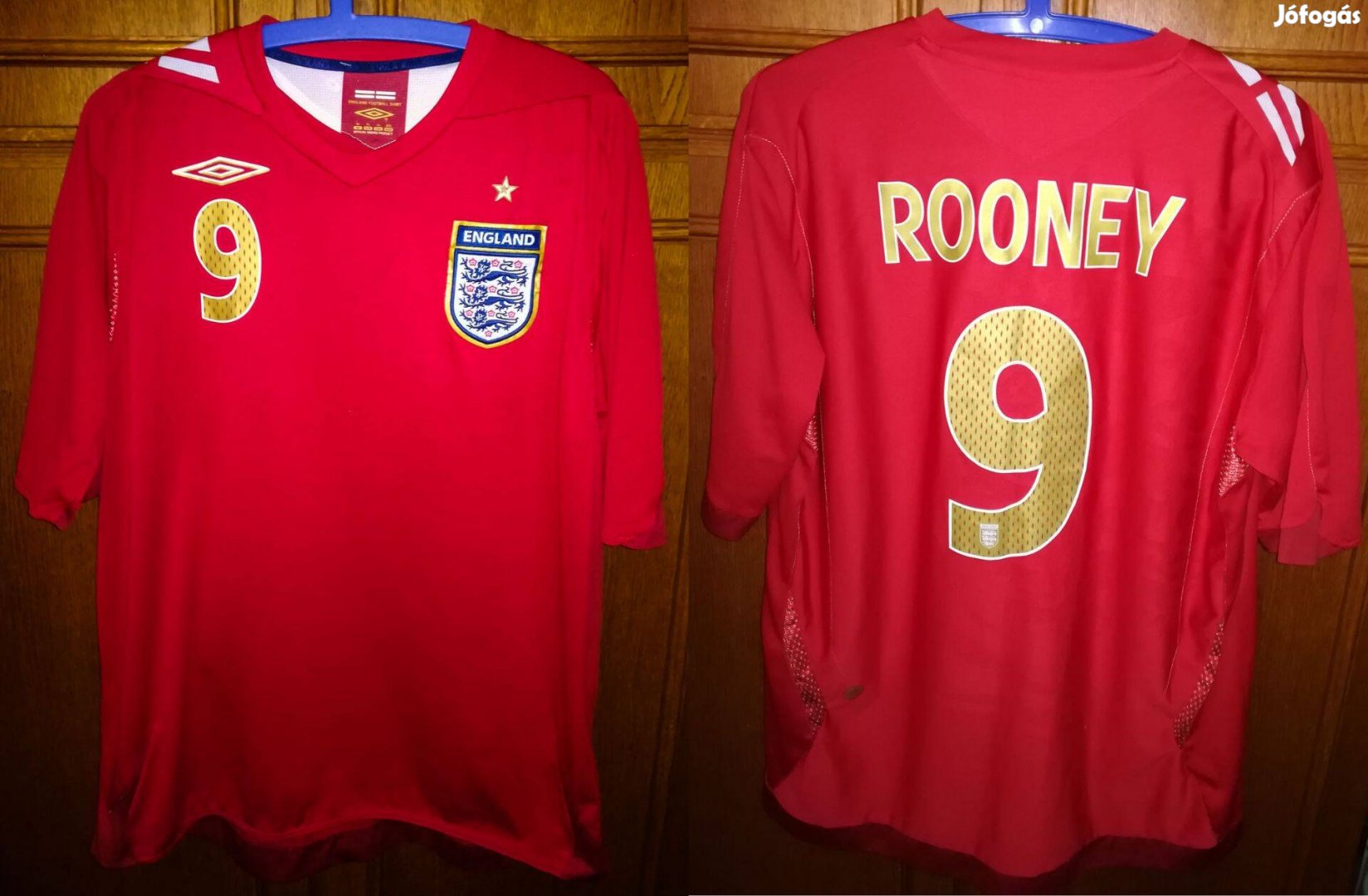 Anglia - Wayne Rooney eredeti Umbro 2006-2008 piros mez