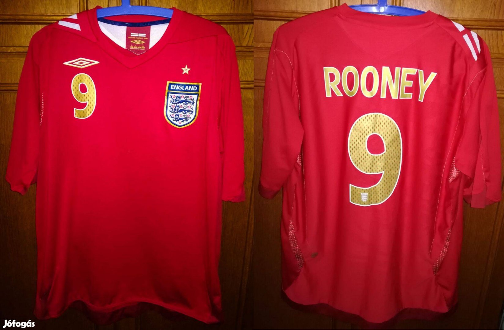 Anglia - Wayne Rooney eredeti Umbro 2006-2008 piros mez