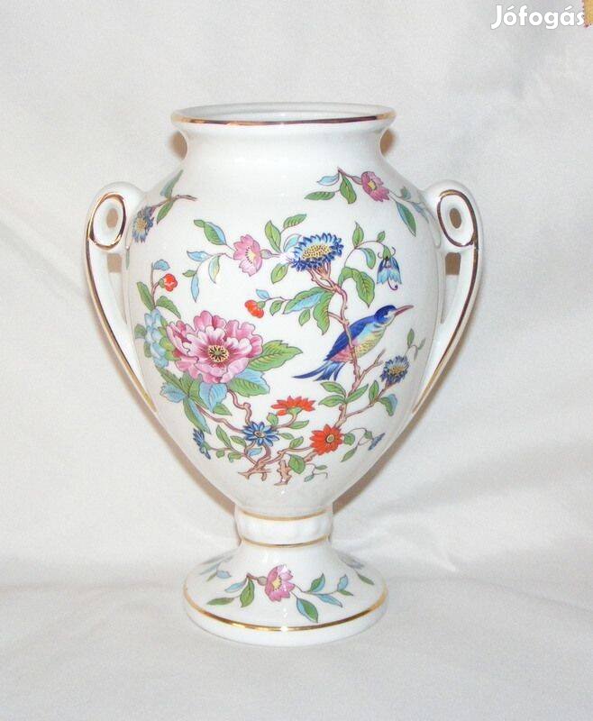 Angol Aynsley porcelán virágos, madaras váza