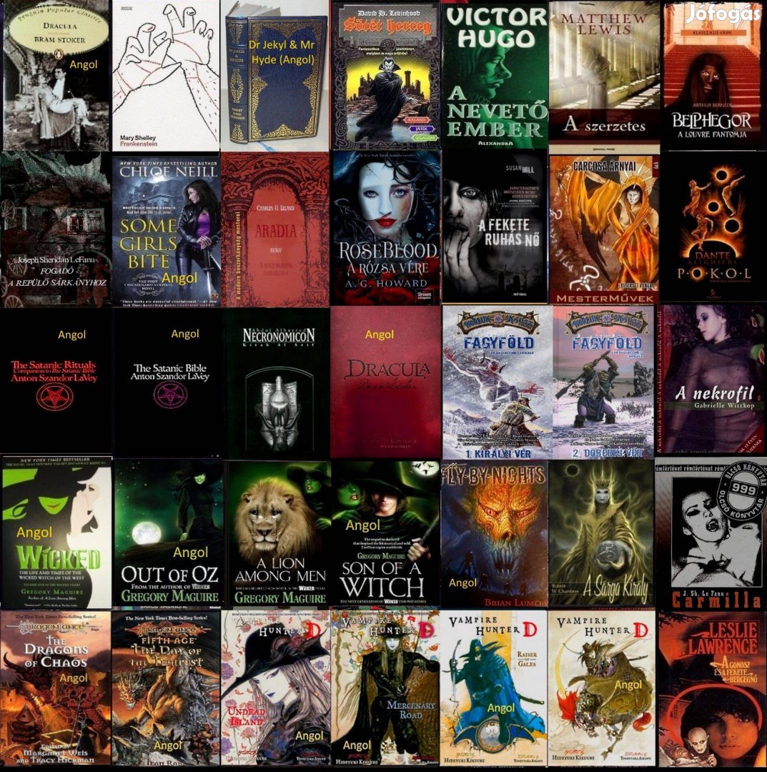 Angol, magyar, horror és fantasy könyvgyűjtemény (egyben eladó)