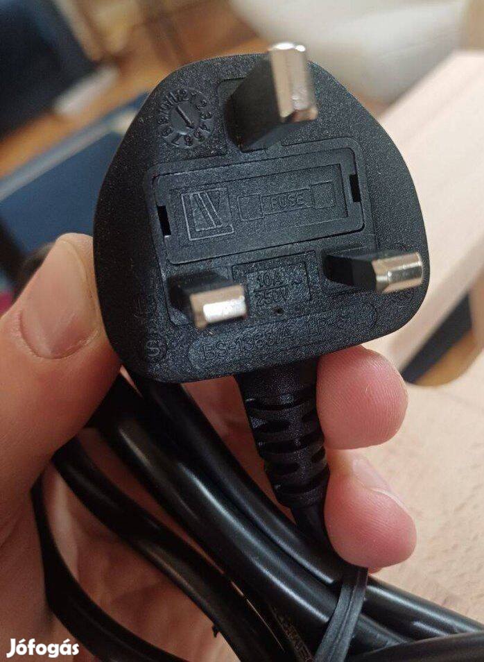 Angol laptop tápkábel, 230V-os hálózati kábel lóherés