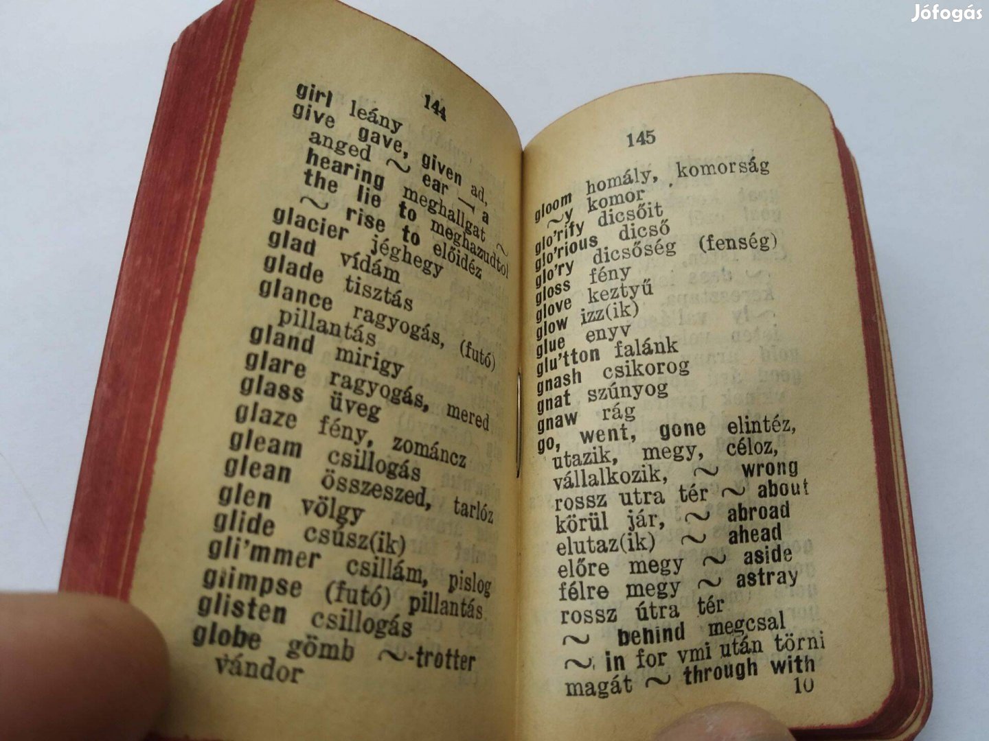 Angol-magyar dióhéj-szótár Minikönyv Dr. Rózsa Dezső 7x4 cm antik varr