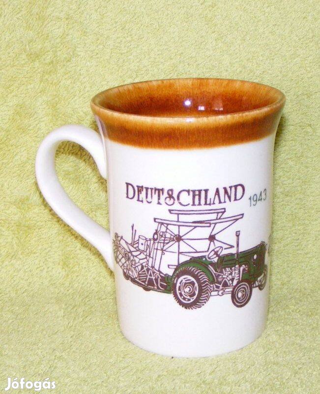 Angol porcelán traktoros, autós bögre