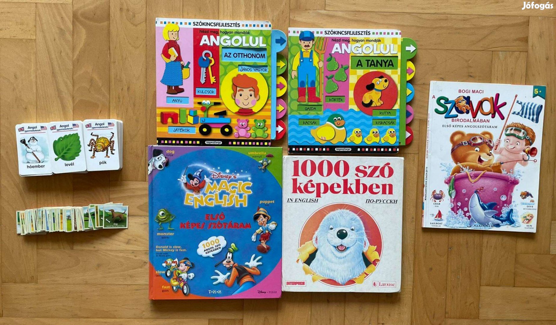 Angol rajzos szótanuló könyvek (4 db) és kártya csomag