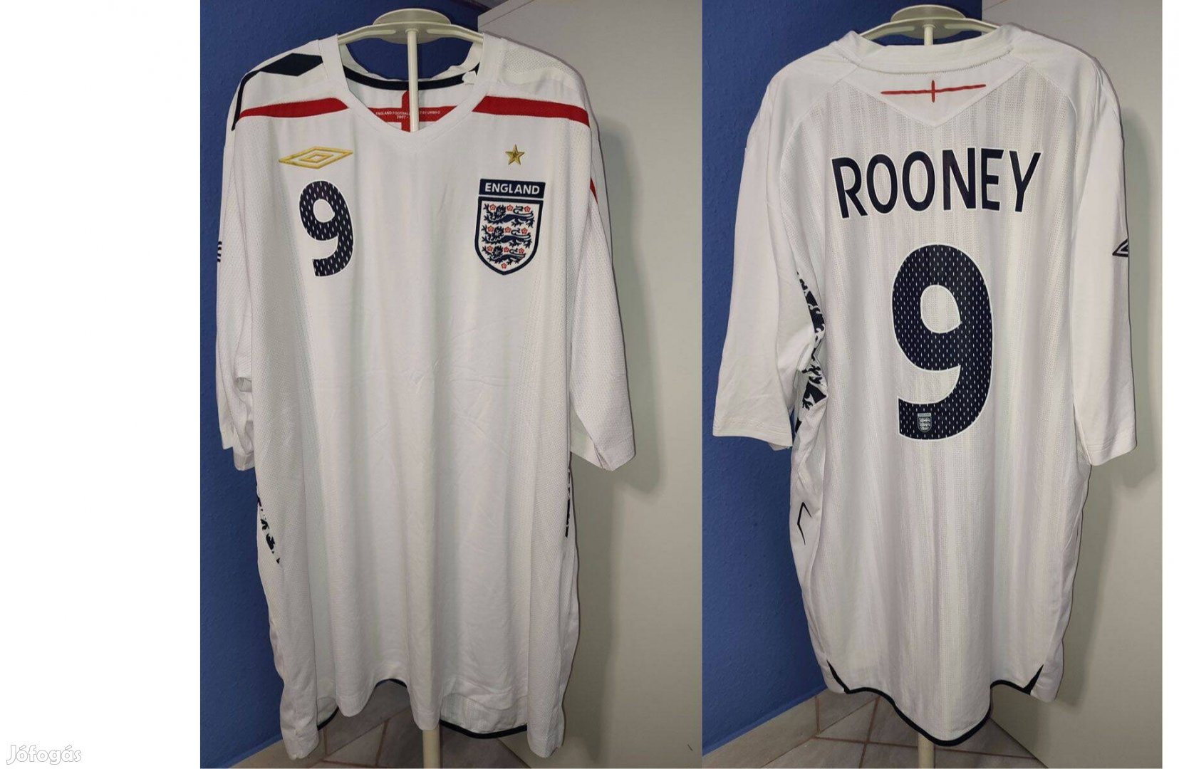 Angol válogatott Wayne Rooney fehér 2007-2009 eredeti Umbro mez (2XL)