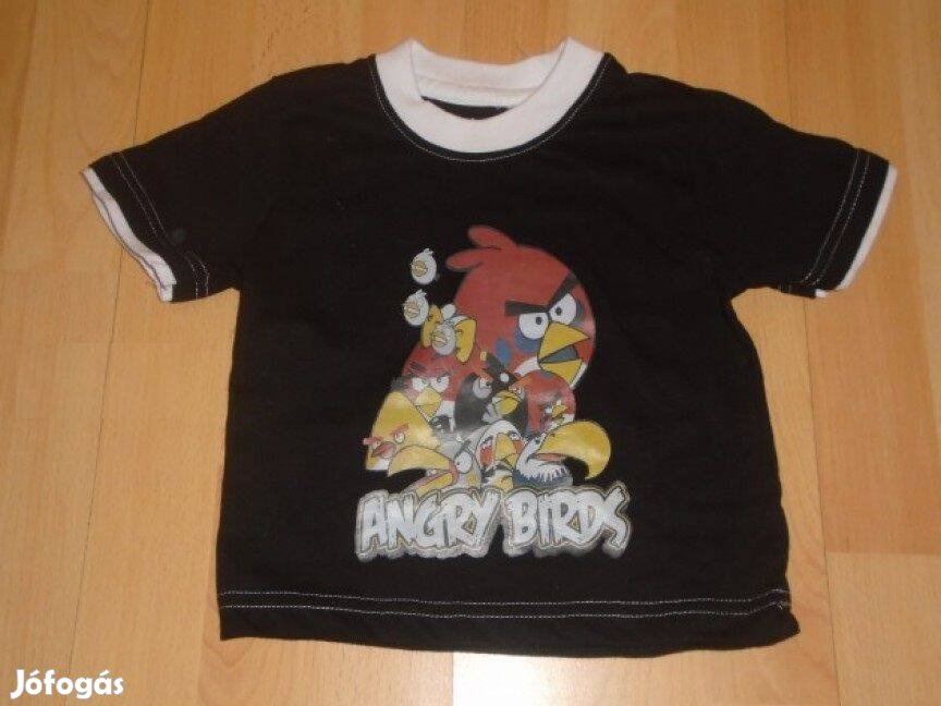 Angry Birds mintás fekete póló 2 évesre (méret 92)