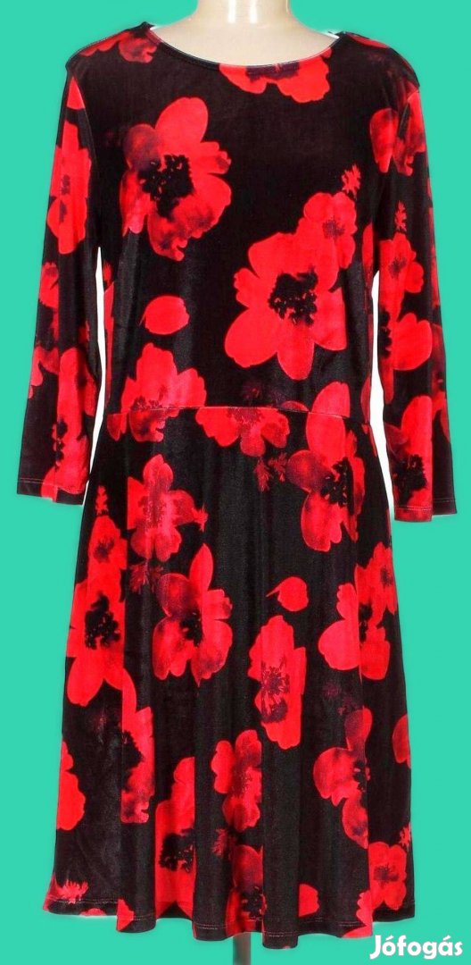 Aniston moletti exkluzív fekete-piros motívumos ruha Új! XL