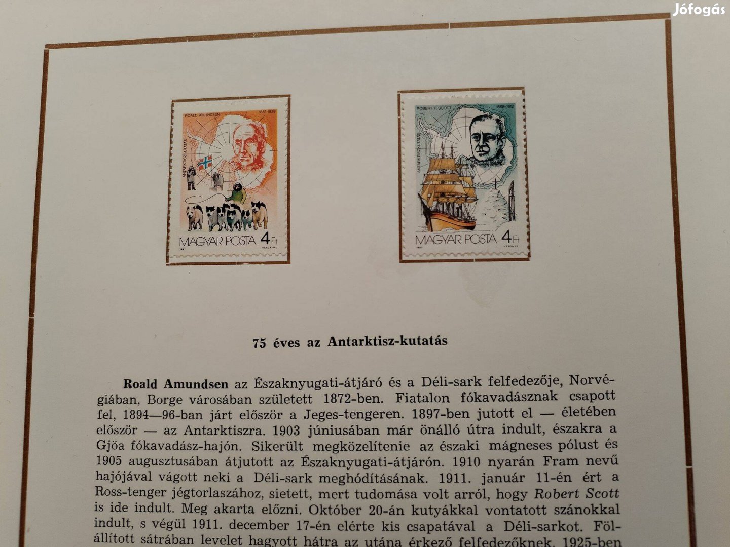 Antarktisz kutatás bélyegpár emléklapon Magyar posta kiadása