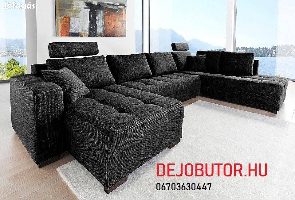 Antego ualak sarok kanapé ülőgarnitúra 160x360x220 cm rugós fekete