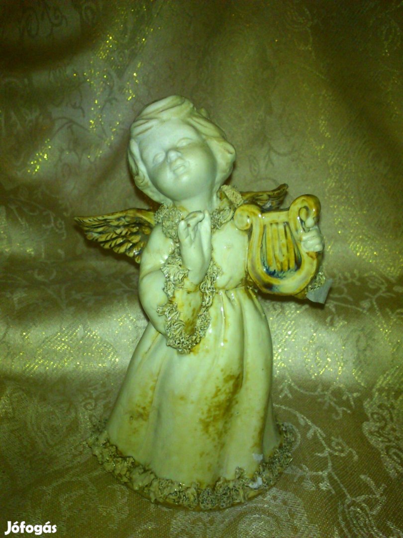 Antik 1800-as évekből barokk gyönyörű jelzett porcelán angyal figura!