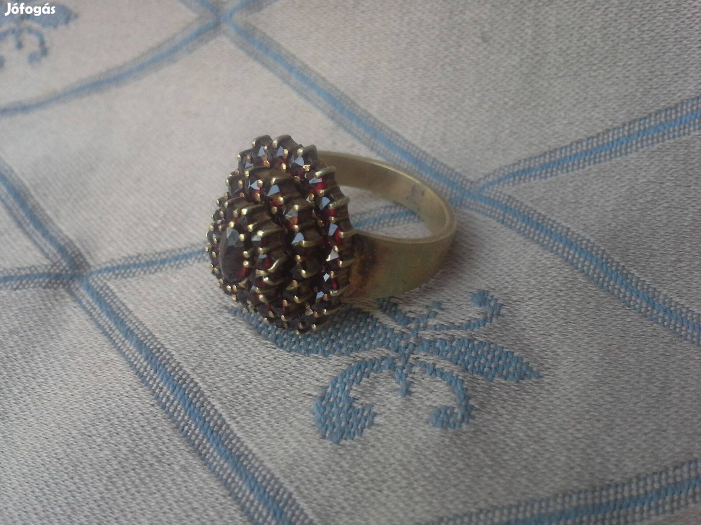 Antik 1900-es évekből tiszta ezüst aranyozott 925 gránát