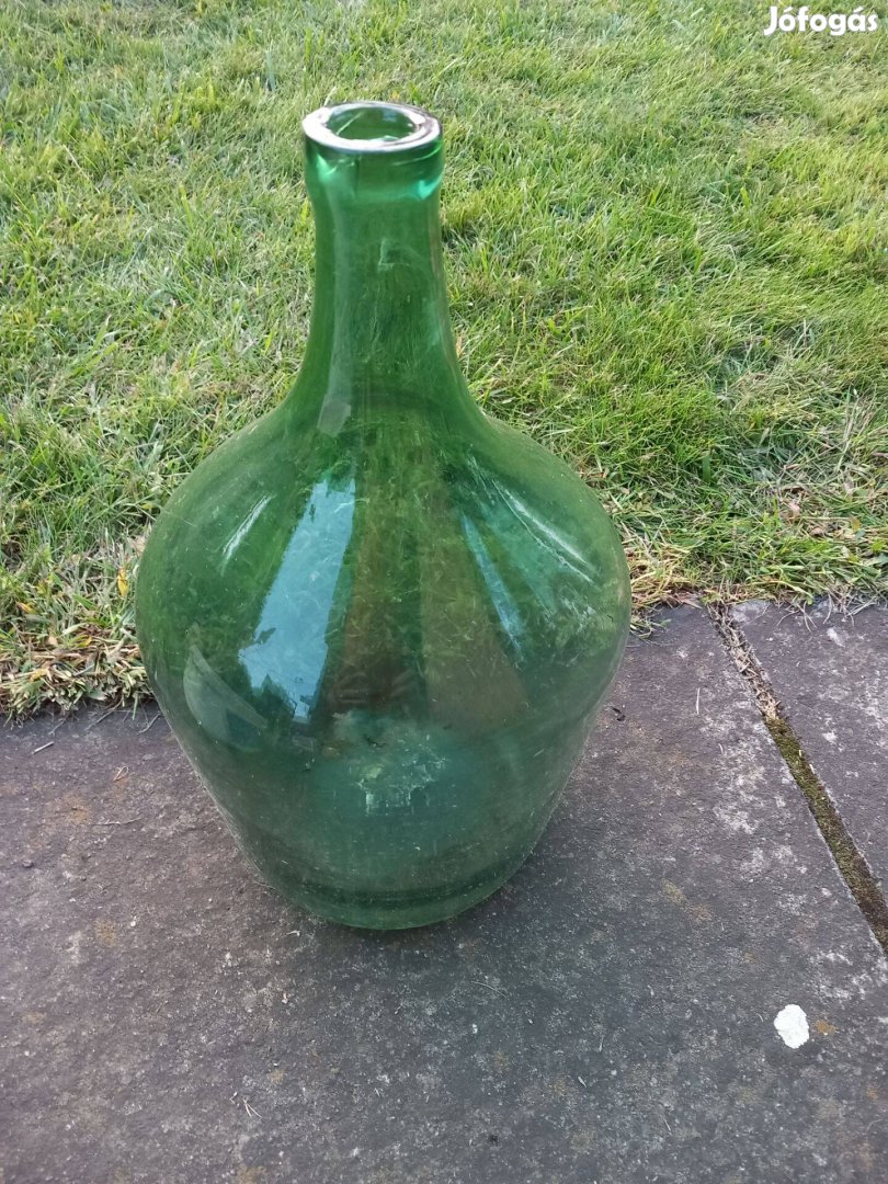 Antik 5 l-es zöld üveg hibátlan