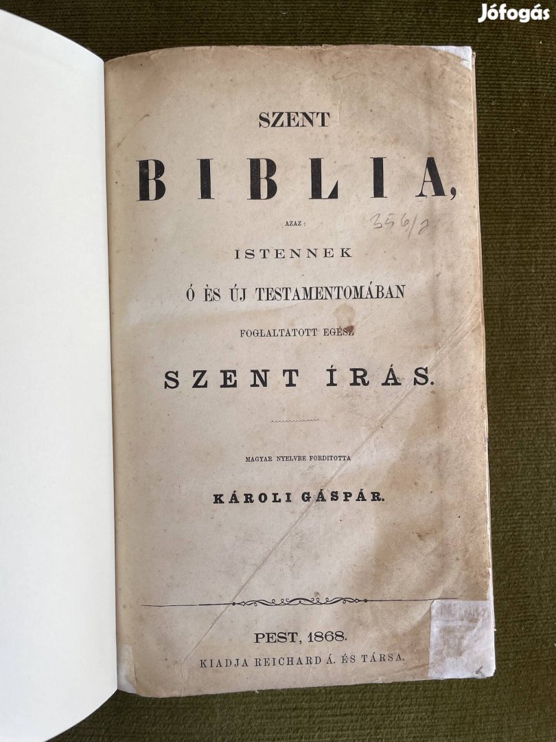 Antik Biblia, Károli Gáspár 1868