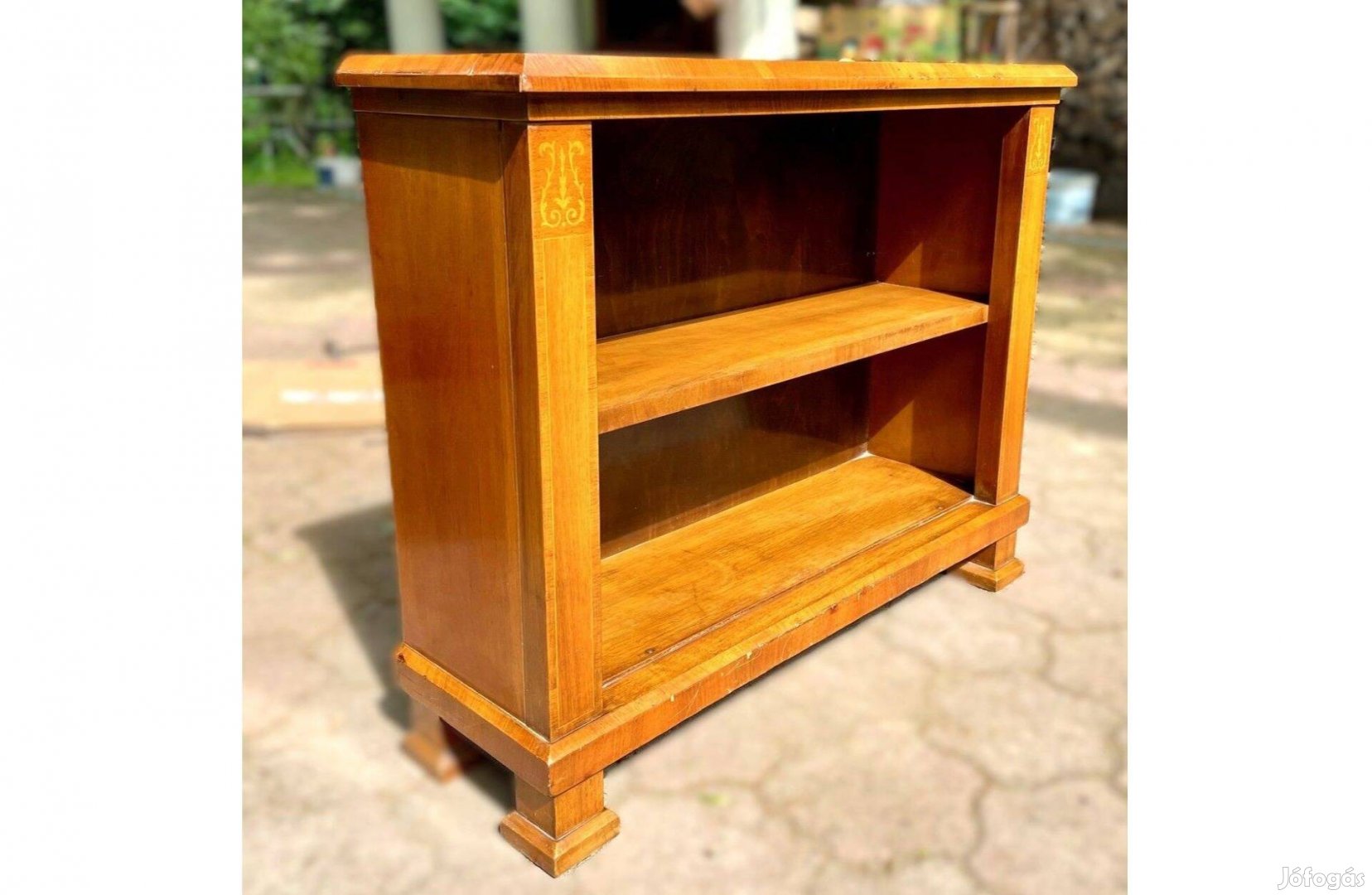 Antik Biedermeier alacsony könyves polc, könyves szekrény, régi polc