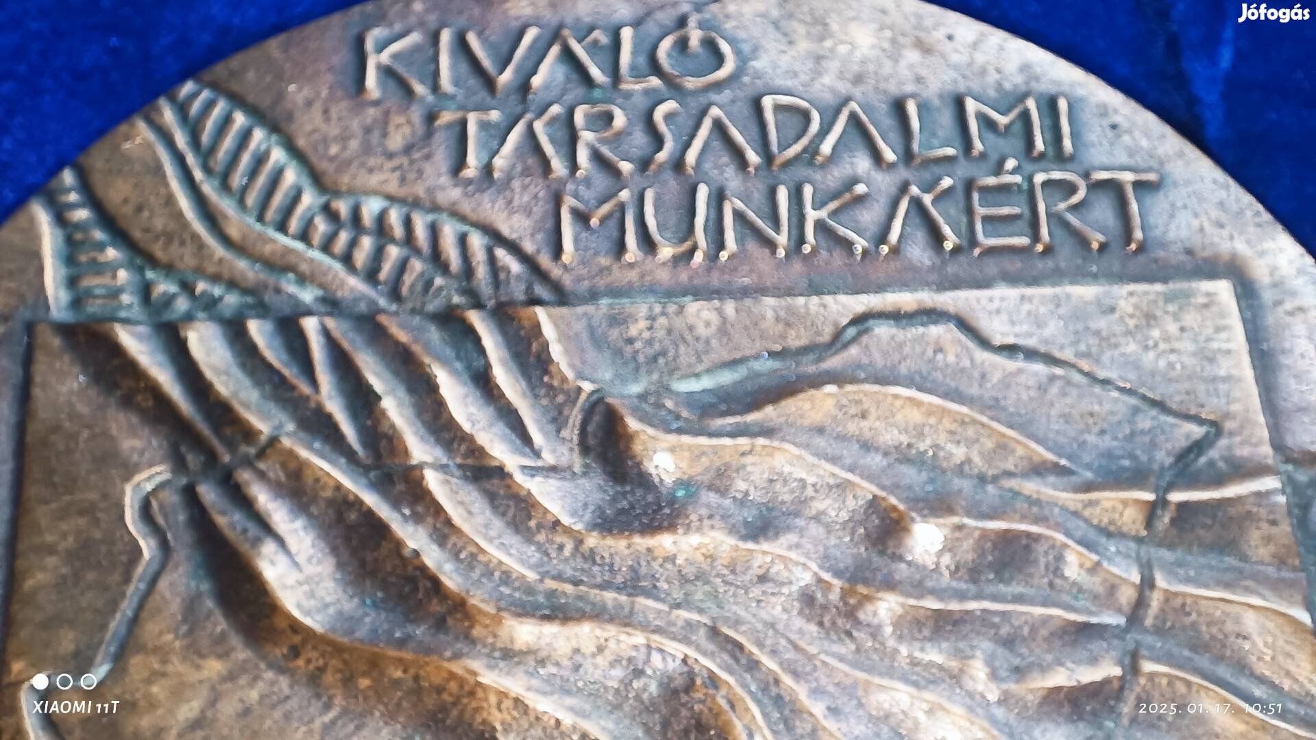 Antik Csontos László Kiváló Társadalmi M bronz plakett ritkaság  