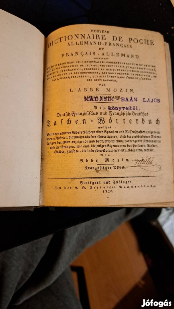 Antik Francia - német szótár 1817-ből és 1820-ból