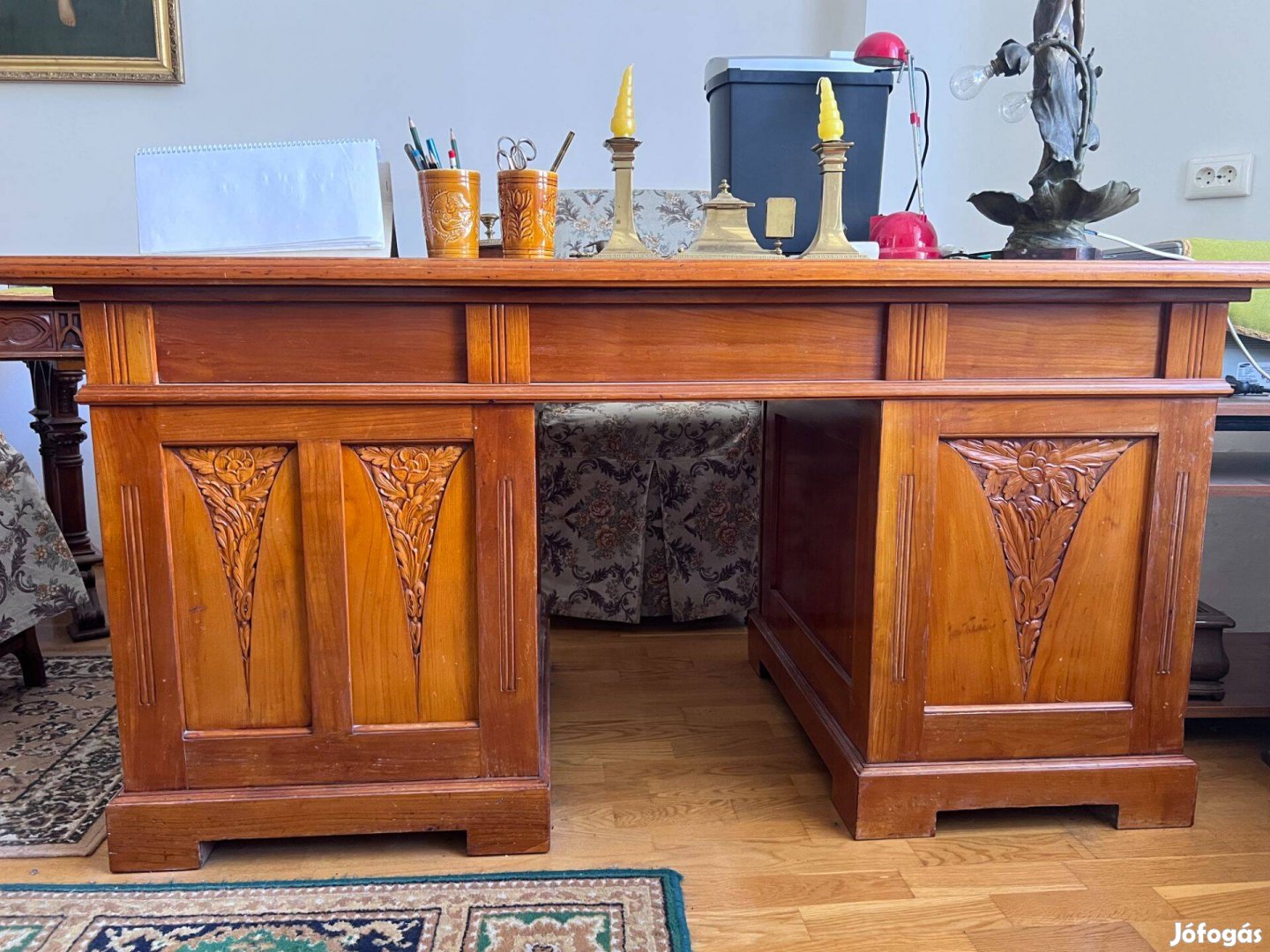 Antik Könyvesszekrény és Íróasztal szett