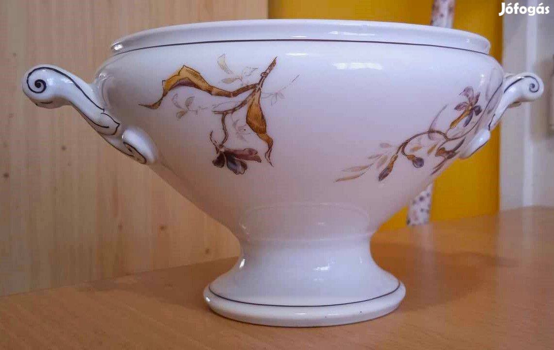 Antik Láng Mihály, porcelánfestő gyönyörű asztalközép, kínáló