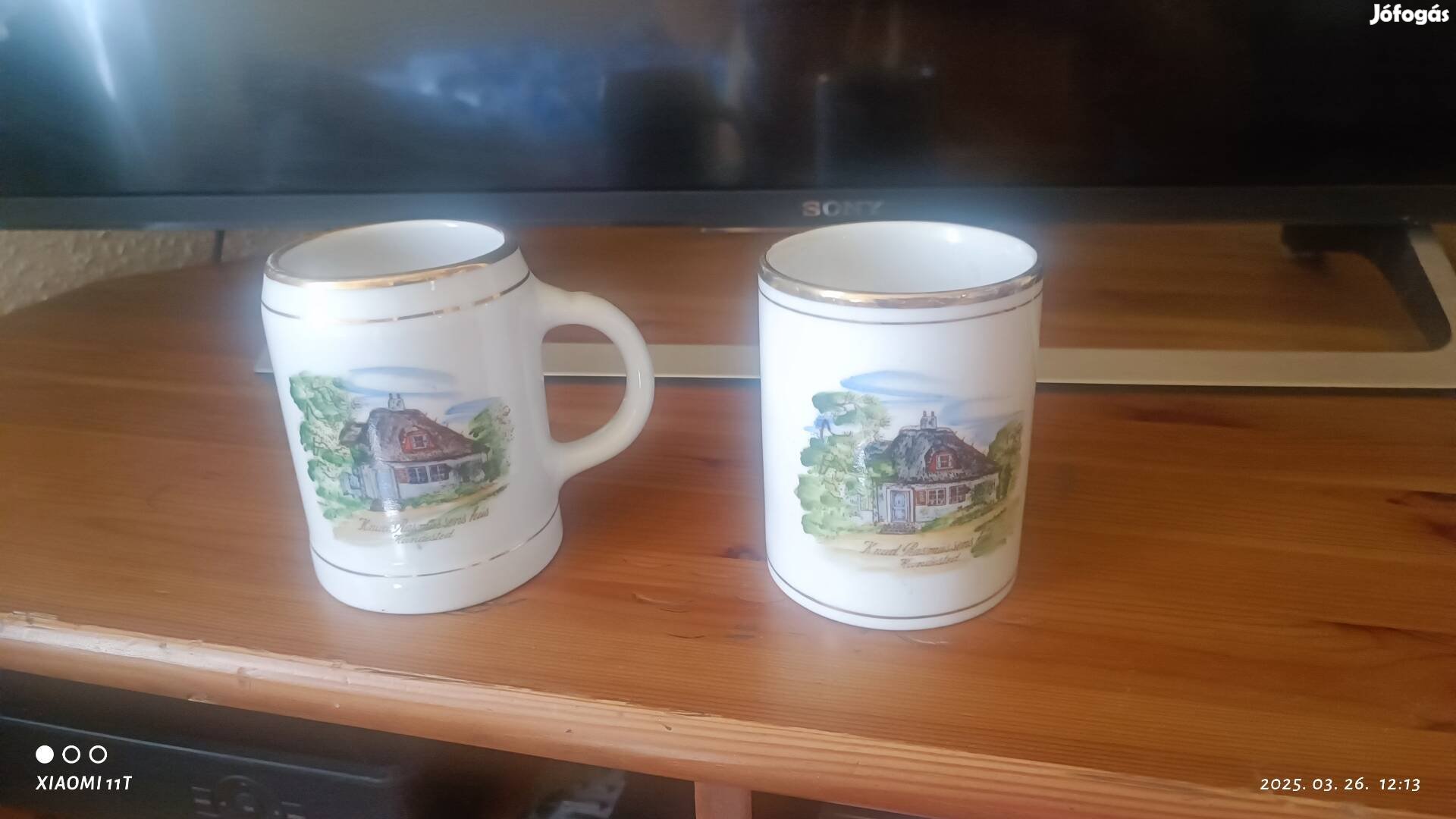 Antik Liliana Osztrák porcelán poharak Knud Rasmussen ritkaságok 