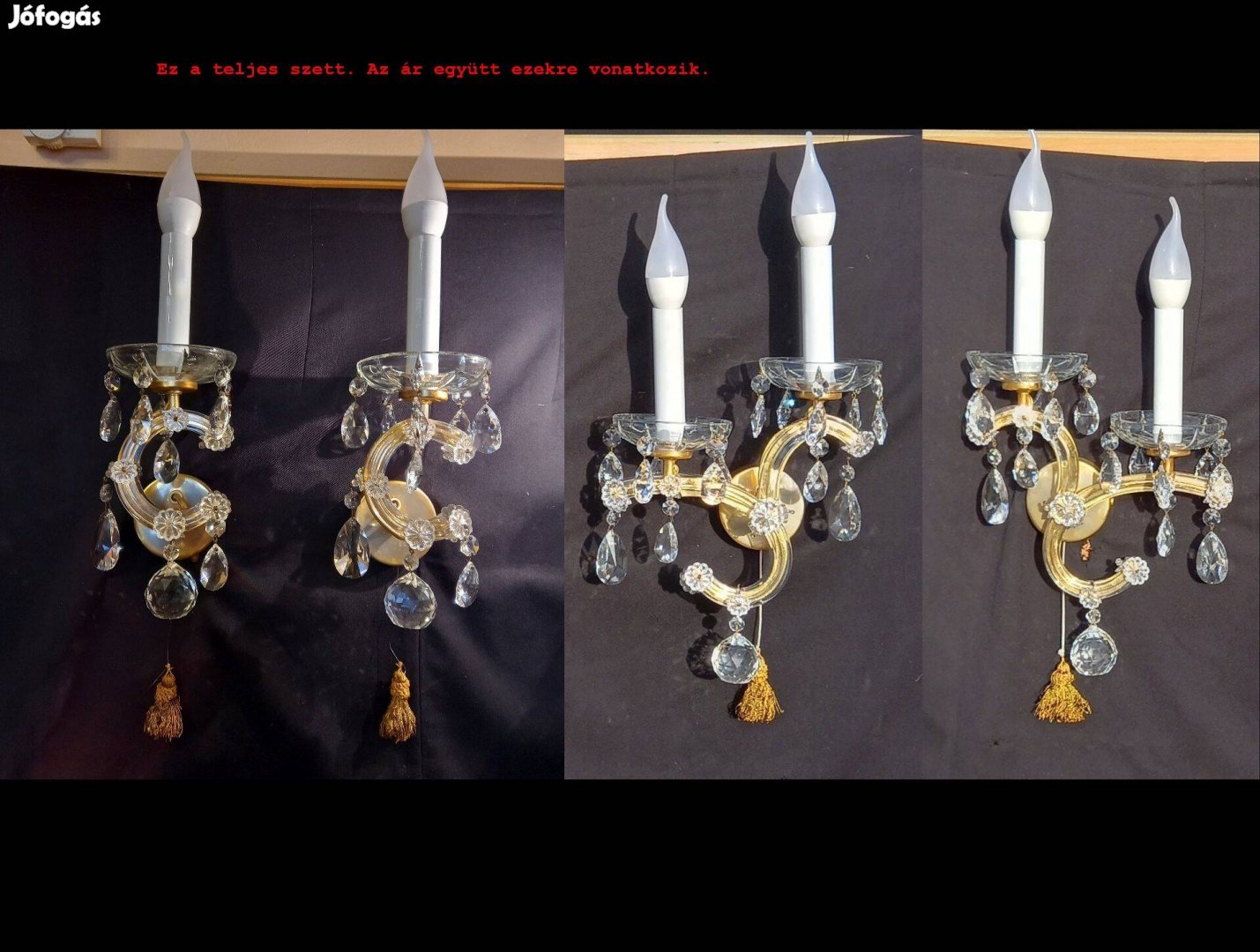 Antik Mária Terézia stíl kristály falikar szett