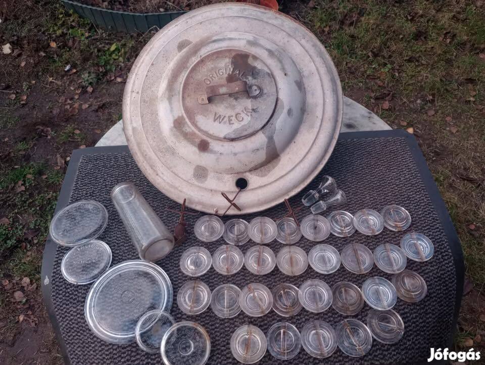 Antik Nagy Weck Lekvár Befőző Edény Fedő