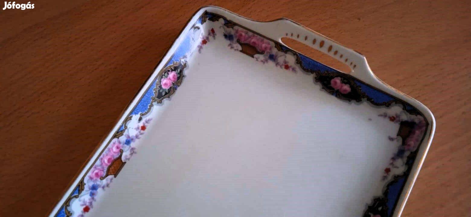 Antik Nagy méretű Sarreguemines márkájú süteményes/szendvicses tál