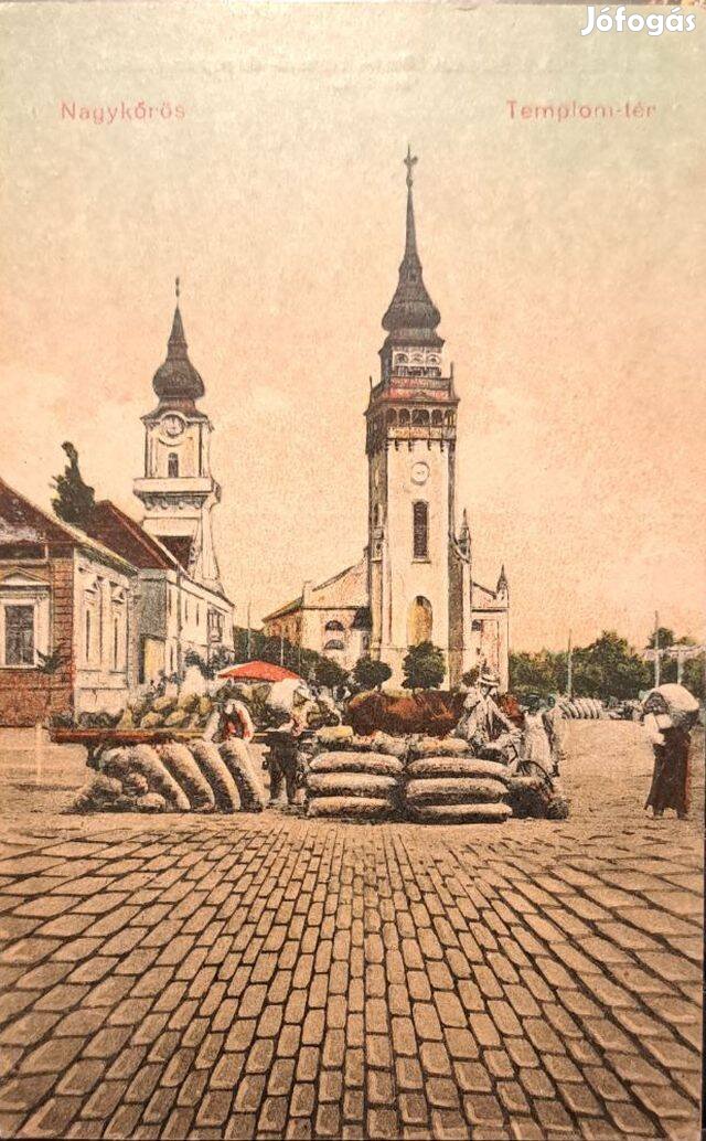 Antik Nagykőrös képeslap Templom tér