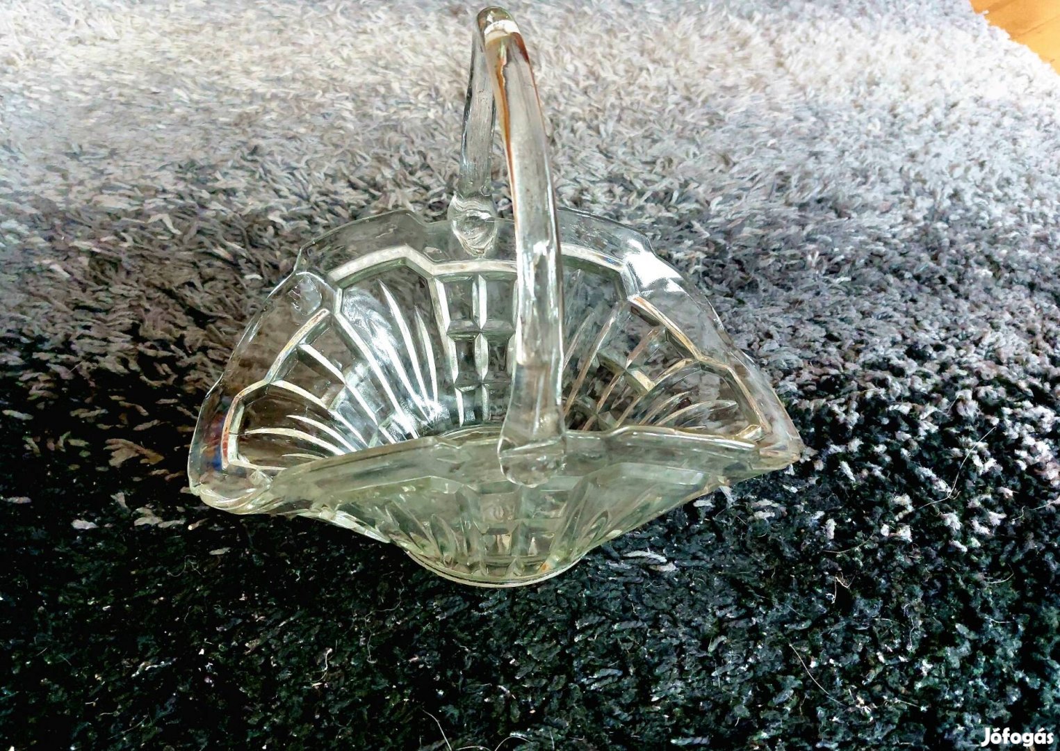 Antik Üveg kosár  25 cm -es oriási