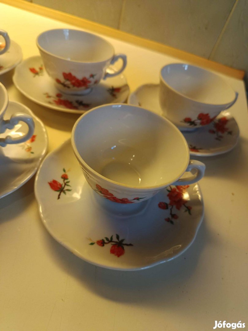 Antik Zsolnay porcelán kávés csésze készlet