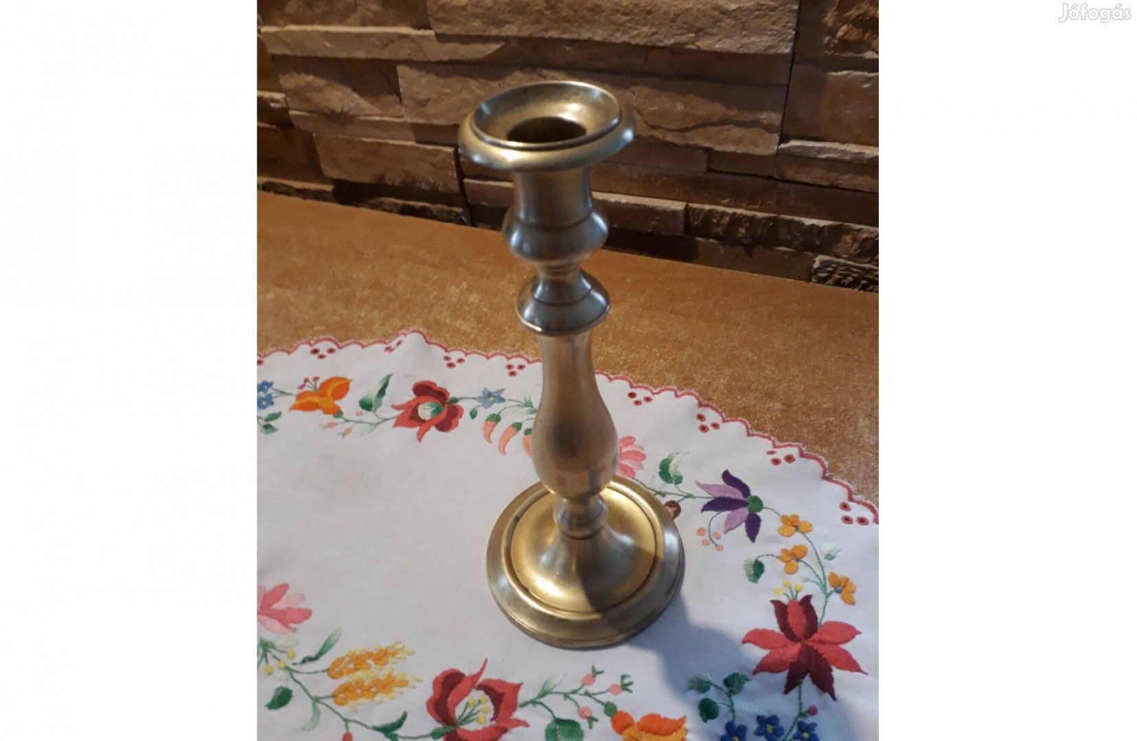 Antik , bidermeier, tömör, sárgaréz asztali gyertyatartó