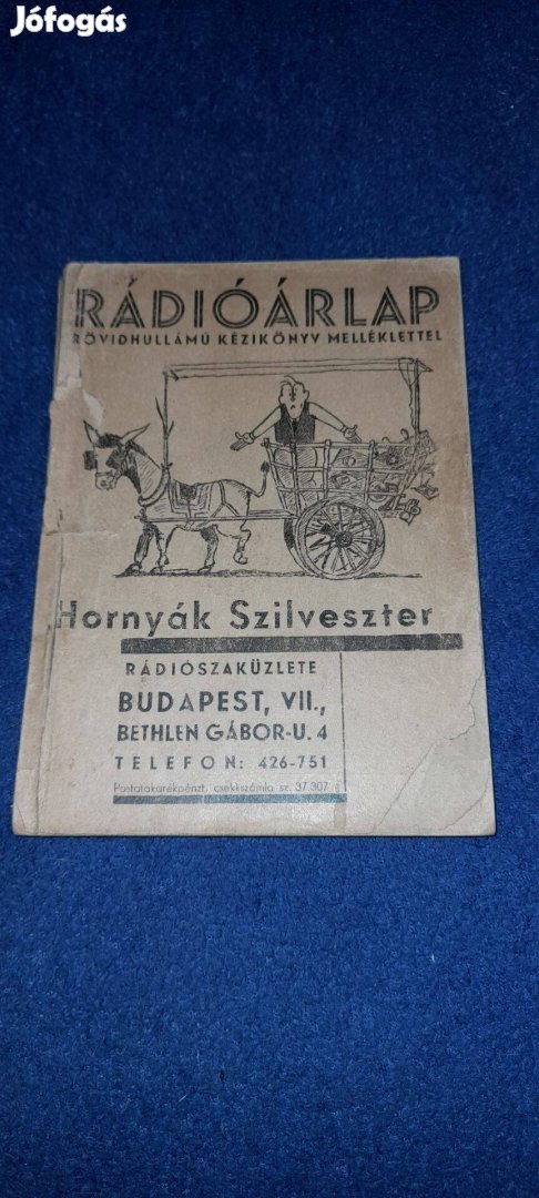 Antik , régi Hornyák Szilveszter Rádió árlap '30 - as évek