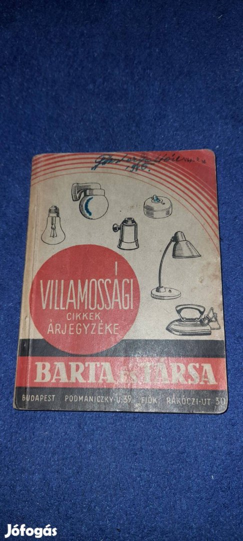 Antik , régi , ritka Villamossági cikkek árjegyzéke '30 - as évek