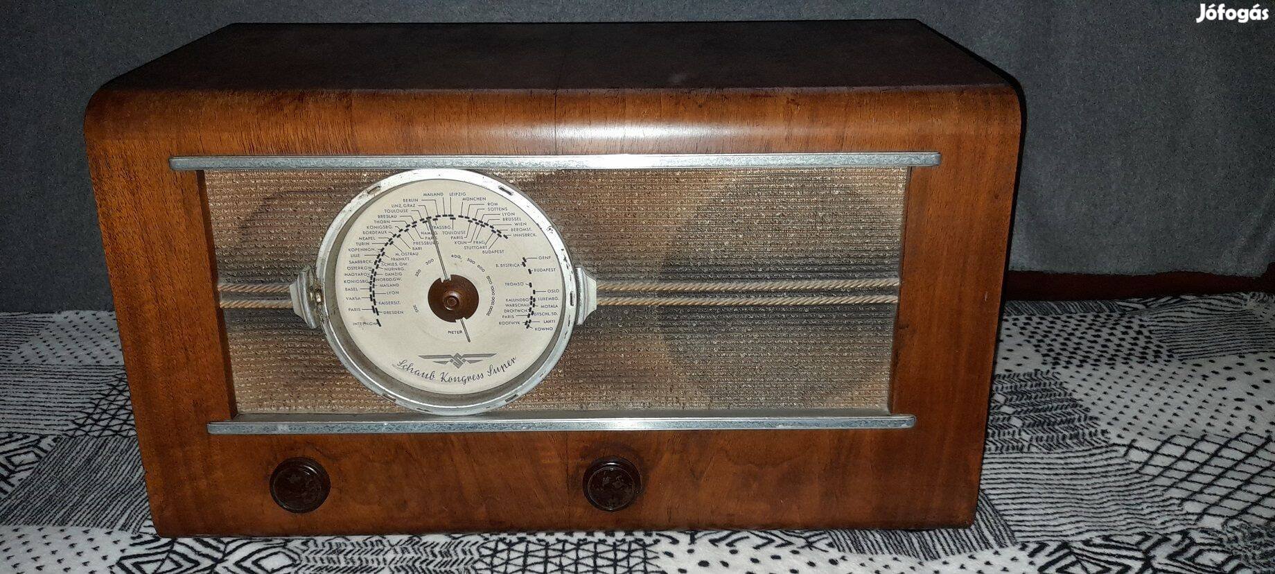 Antik , régi , vintage Schaub Kongress Super csöves rádió 1938