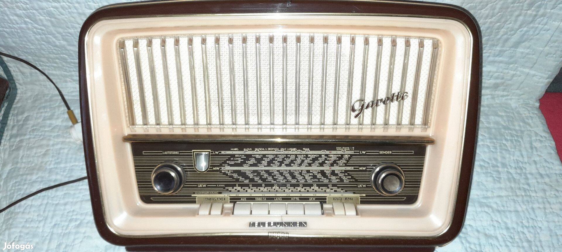Antik , régi , vintage Telefunken Gavotte 8 rádió / elektroncsöves