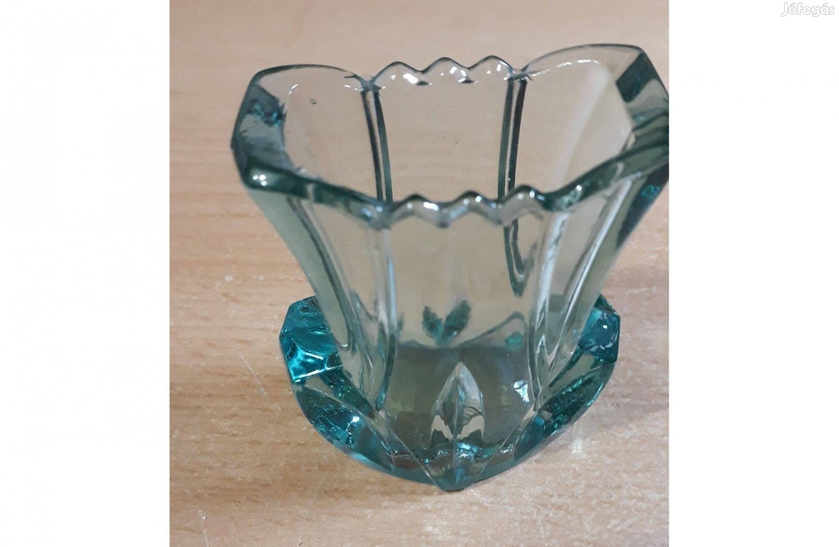 Antik,.csiszolt, zöld üveg váza