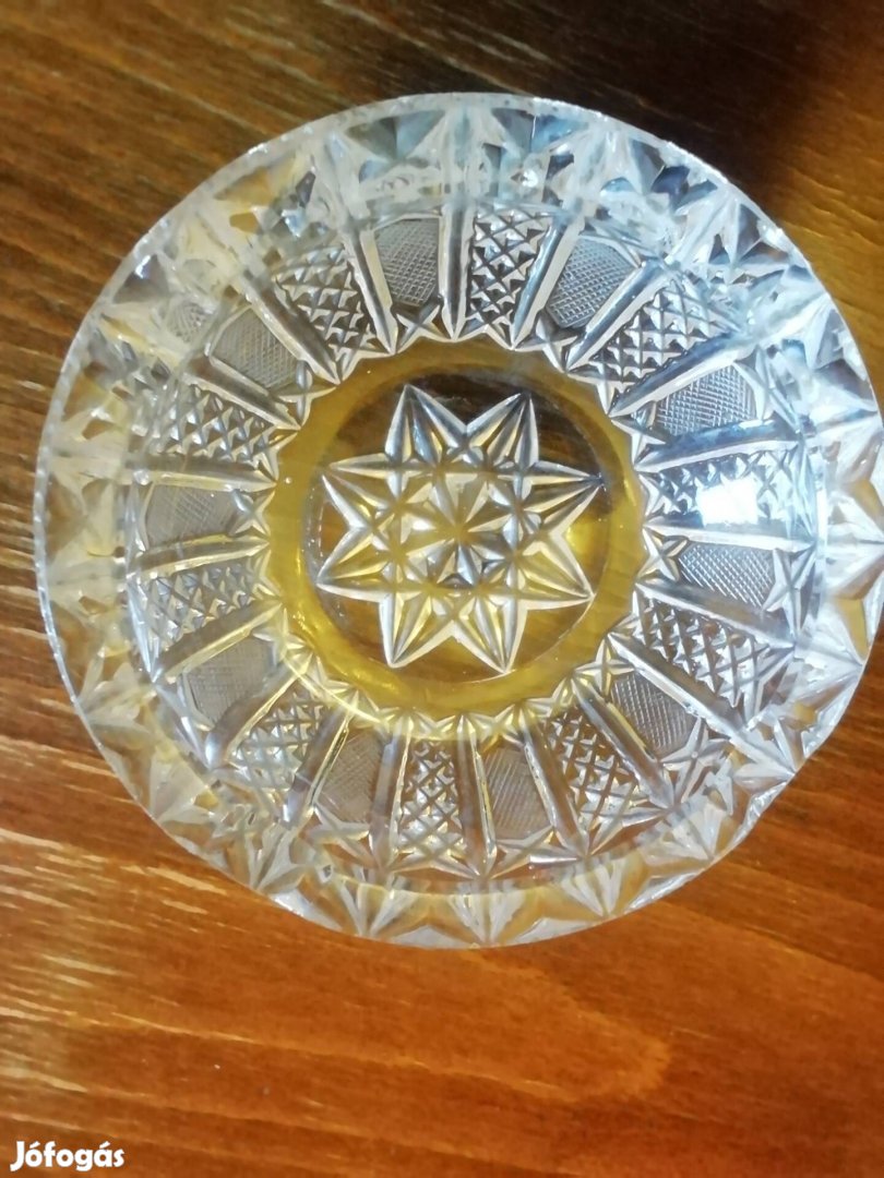 Antik, de hibátlan, nagyon nehéz hamutartó, hamuzó ólomkristály 