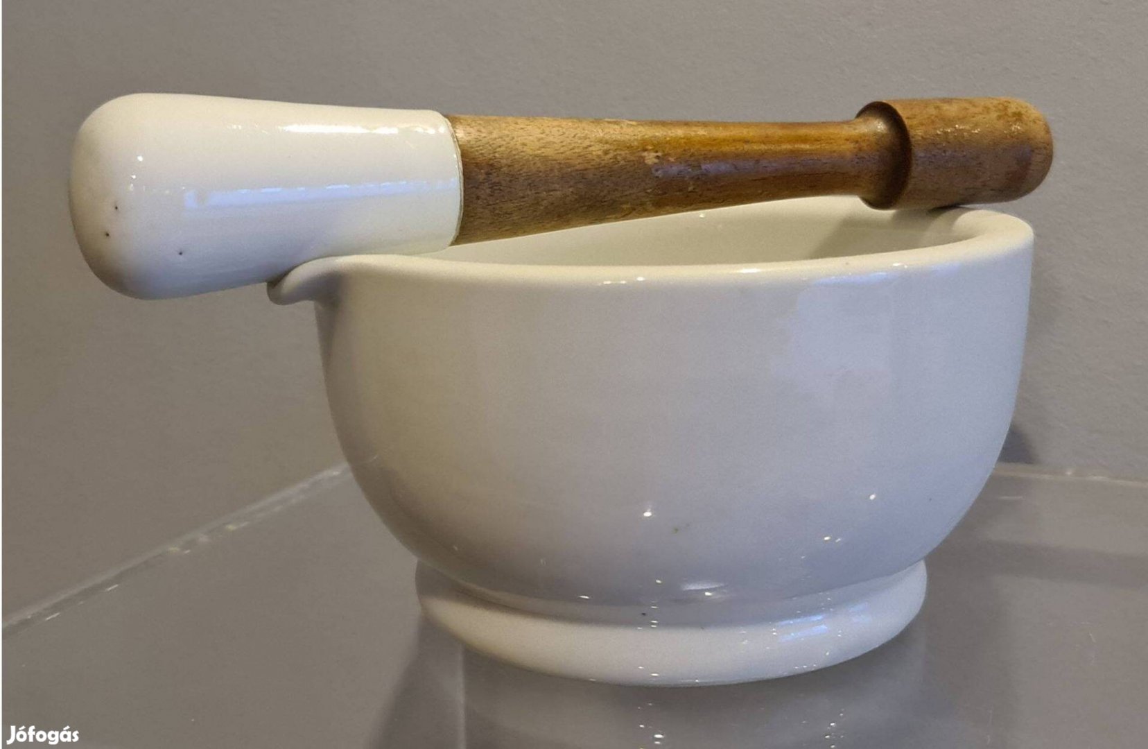 Antik, jelzett Belga porcelán (Guxard & Hagemeyer Bruxelles) mozsár