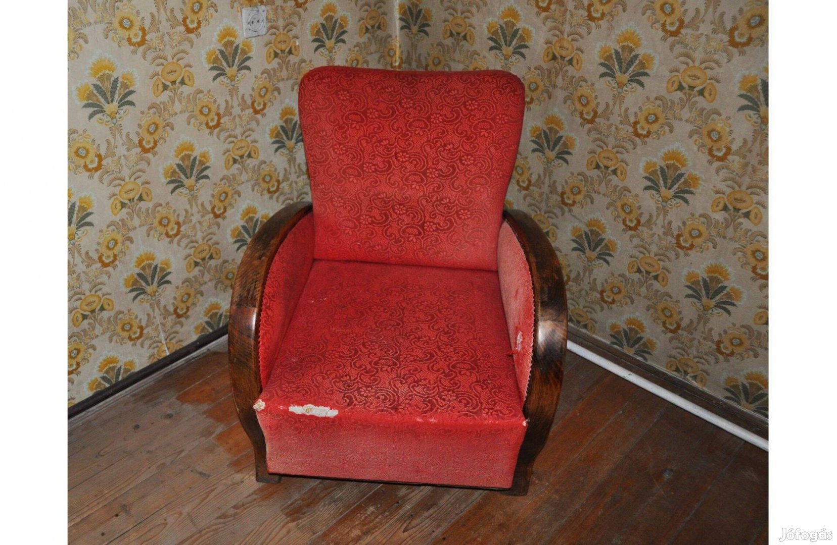 Antik, retro fotel, 60-as évekből, farészek OK. kárpit cserére szorul