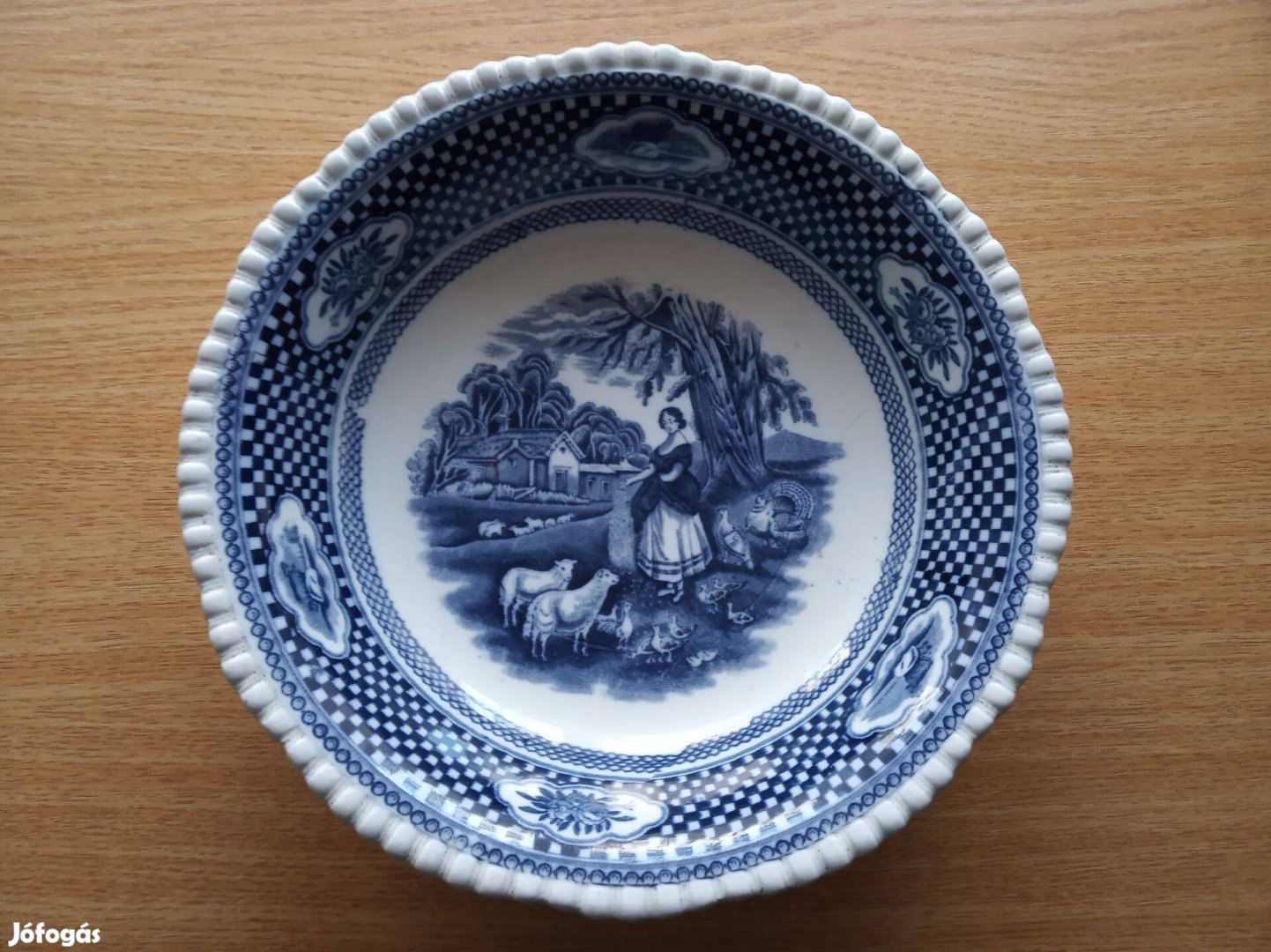 Antik angol porcelán mély tányér 20. század eleje szép állapotban