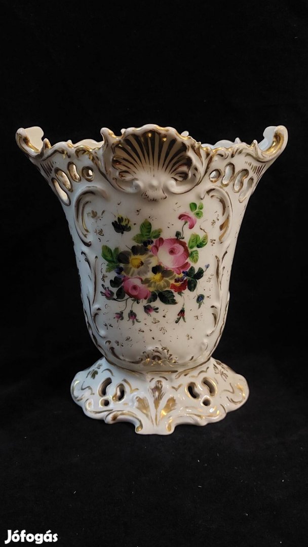 Antik aranyozott, kézifestett porcelán váza