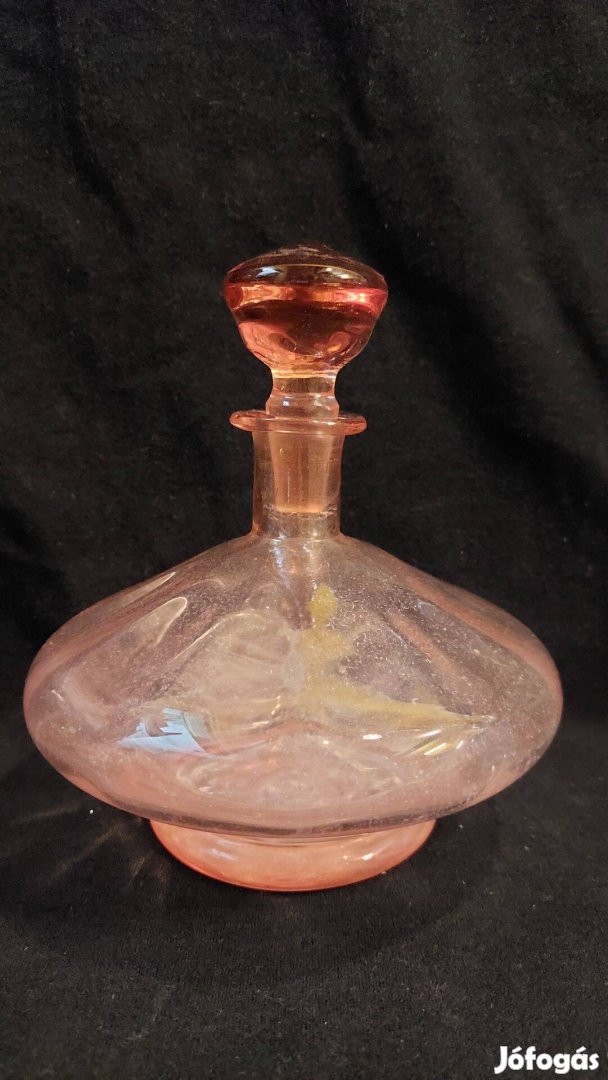 Antik barack színű likőrös üveg palack dugóval